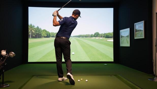 Indoor golf simulator room
